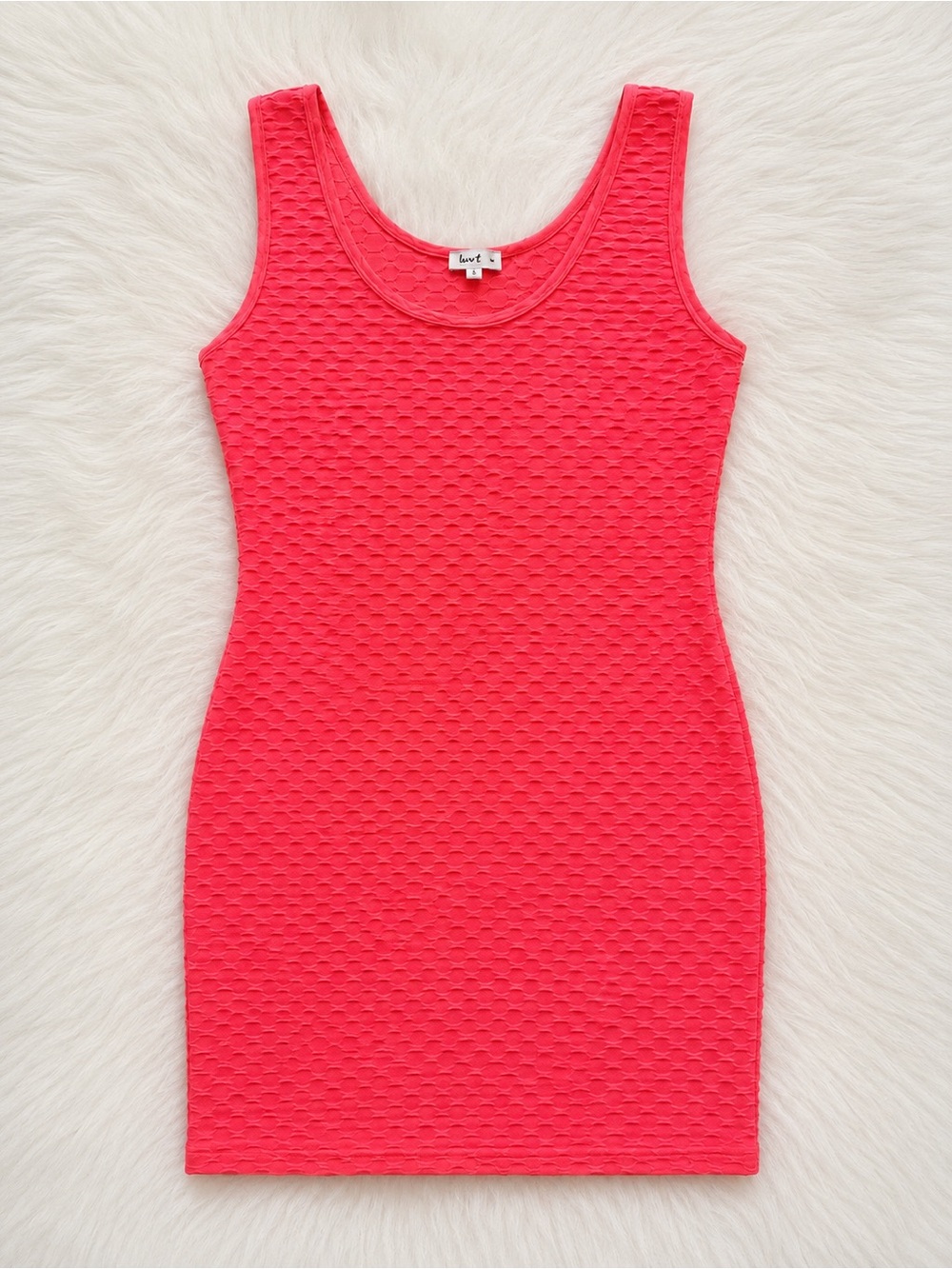 love J Bright Pink Textured  Bodycon Dress